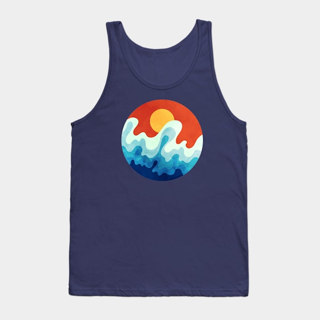 Vibrant Sun and Ocean Waves Art Tank Top by Insightly Designs